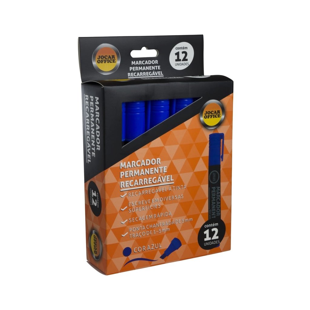 MARCADOR PERMANENTE RECARREGAVEL AZUL CX C/ 12 UN
